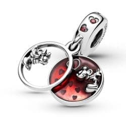 Charm compatibil cu bratara Pandora, model Disney Mickey & Minnie, cu argint