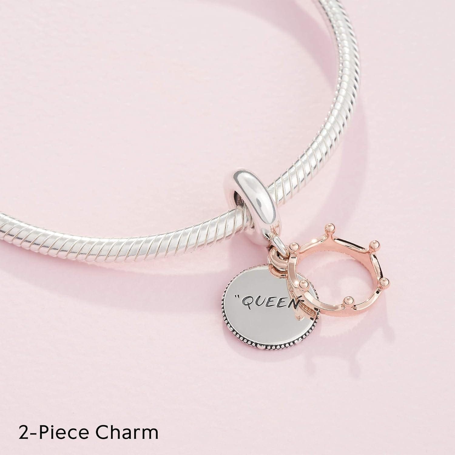 Charm cu model Queen, cu argint, culoare rose gold - imagine 2
