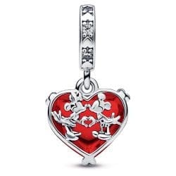Charm compatibil cu bratara Pandora, model Disney Mickey & Minnie Mouse Kiss, cu argint