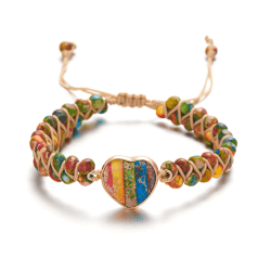 Brățară Energetică Handmade Double Heart Chakra, Piatră Naturală, Reglabilă, Diora, Multicolor