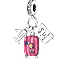 Charm Passport Travel, Argint , compatibil bratara Pandora
