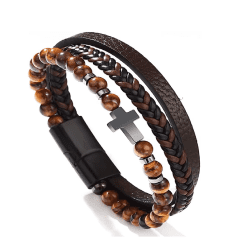 Brățară Diora, Vintage Multi-Strat, pentru Bărbați, maro