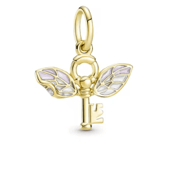 Charm compatibil cu bratara Pandora, model cu Cheie si Aripi de Fluture Colorate