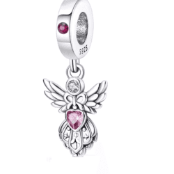 Charm Diora, inima cu pietre cu argint , compatibil cu Pandora