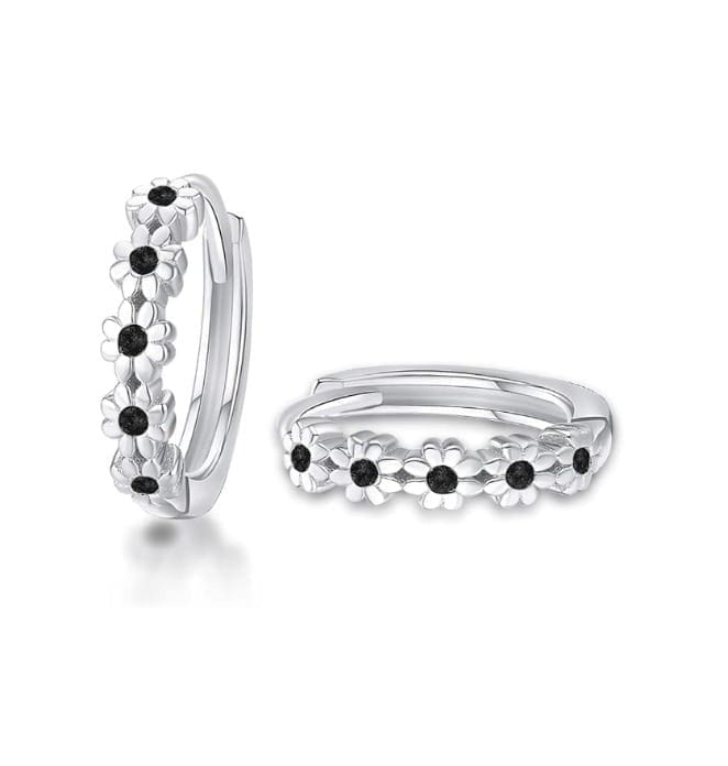 Cercei Diora Black Awn Flower, cu Argint