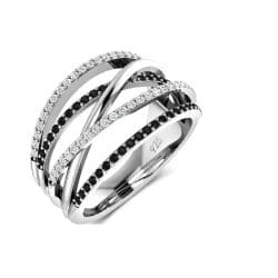 Inel Diora, Hot Cross Twist, silver/negru