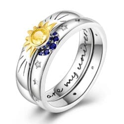Inel Soare si Luna , model Univers ,placat cu Argint