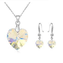 Set Bijuterii cu Inimă Holografică, cu Argint