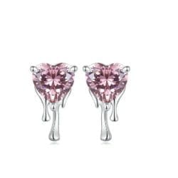 Cercei Diora cu Cristal Roz în Formă de Inimă