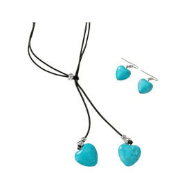 Set Bijuterii Boho cu Inimă cu Piatră Naturală