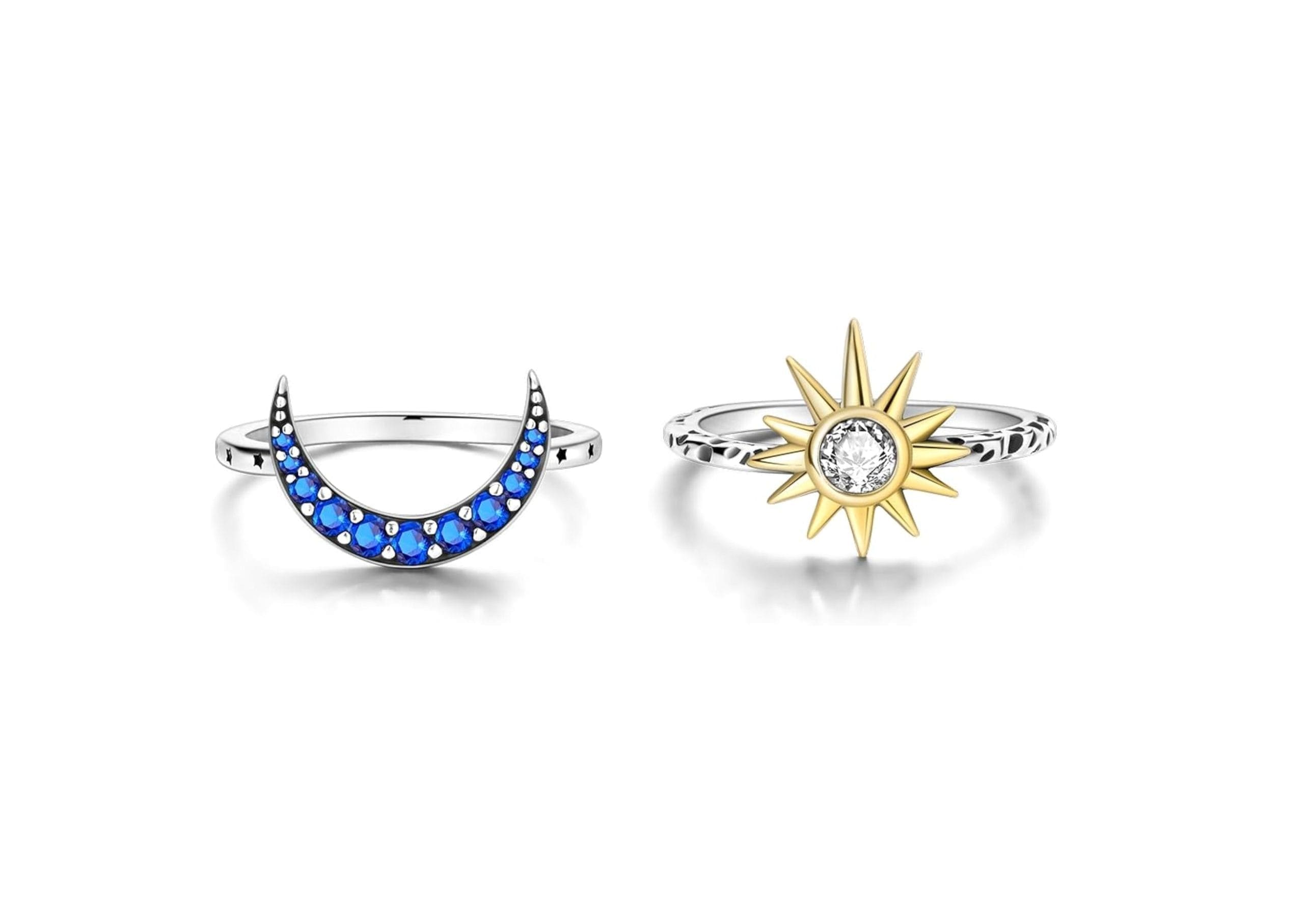 Set 2 Inele cu Argint, Design Soare și Stele cu Zirconiu - imagine 2