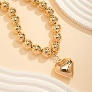 Colier cu pandantiv inimă și mărgele geometrice - imagine 2