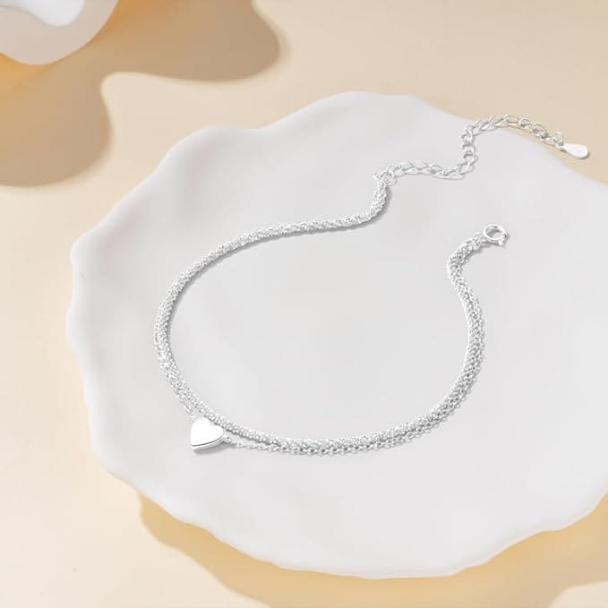 Brățară de picior dublă cu inimioară - imagine 6