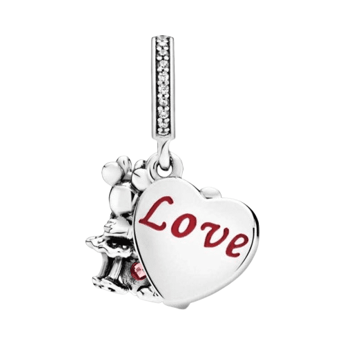 Charm Mickey si Minnie cu Inimă Roșie - imagine 2