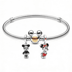 Set brățară cu 2 charmuri Mickey Minnie Collection
