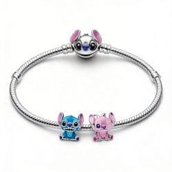 Set brățară cu închizătoare Stitch și 2 charm uri