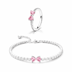 Set bijuterii Inel si Bratara Pink Bow