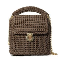 Poșetă Handmade Premium cu Lanț Auriu, culoare Maro Elegant