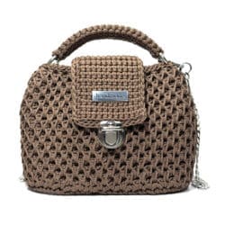 Poșetă Croșetată Premium cu Design Mesh, culoare Maro Modern
