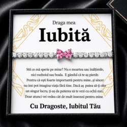 Brățară Elegantă cu Fundiță Roz – Cadou Emoționant pentru Iubita Mea
