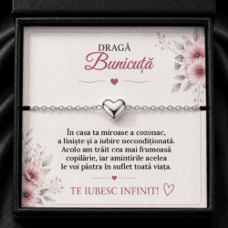Brățară cu Inimioară „Dragă Bunicuță” – Parfum de Cozonac și Iubire, Cadou de la Nepoată