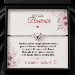 Brățară cu Inimioară „Dragă Bunicuță” – Nepoata Ta Te Iubește, Cadou cu Mesaj