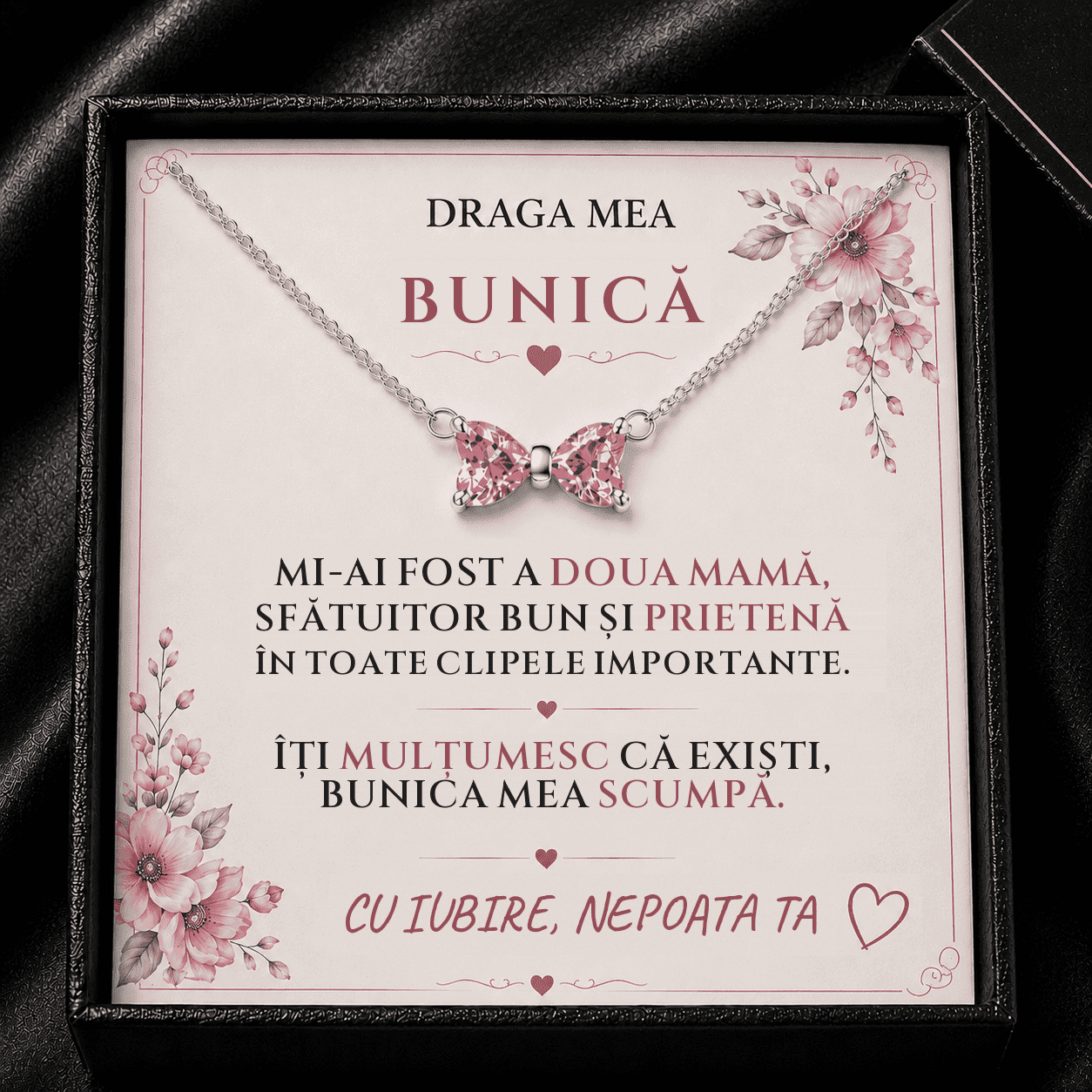 Cadou Bunică de la Nepoată – Colier cu Fundiță, A Doua Mamă