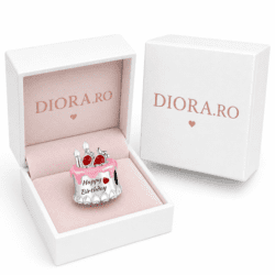Charm cu tort, model Happy Birthday