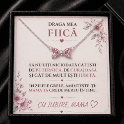 Cadou Fiică de la Mama – Colier cu Fundiță, Putere și Curaj