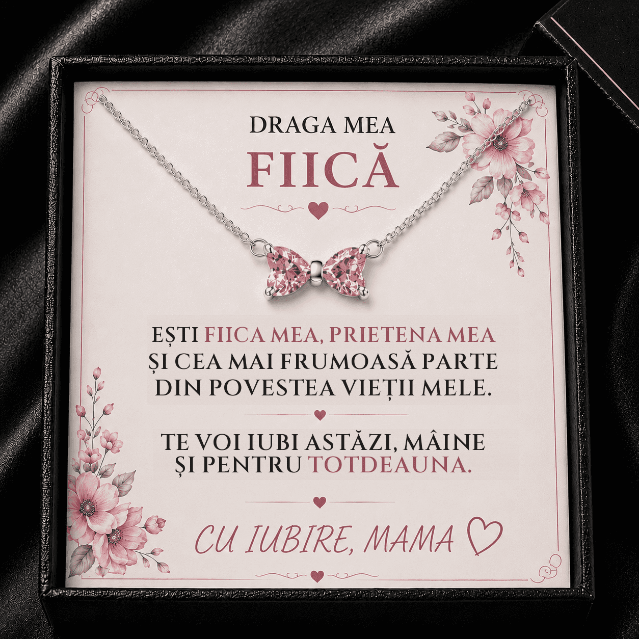 Cadou Fiică de la Mama – Colier cu Fundiță, Prietena Mea