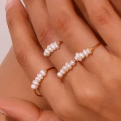 Inel cu perlă de apă dulce placat cu aur 18K