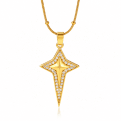 Colier cu model stea placat cu aur 18K, design bicolor