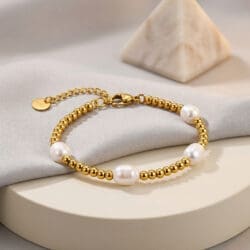 Brățară placată cu aur 18K, cu perlă de apă dulce