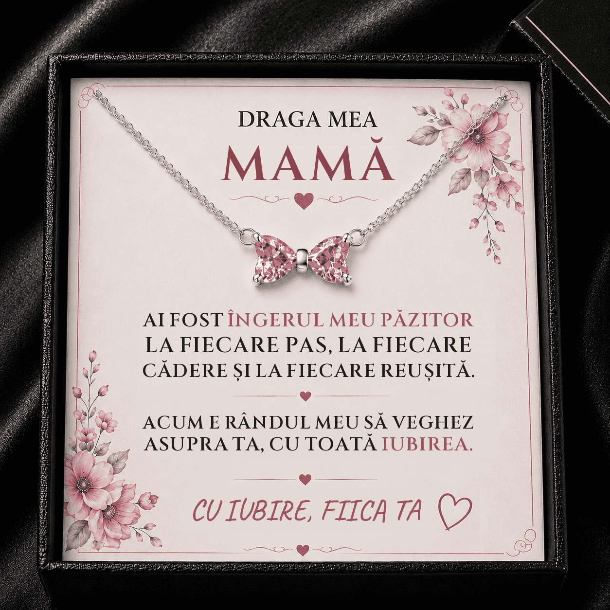 Cadou Mamă de la Fiică – Colier cu Fundiță, Îngerul Meu Păzitor