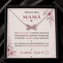 Cadou Mamă de la Fiică – Colier cu Fundiță, Îți Mulțumesc