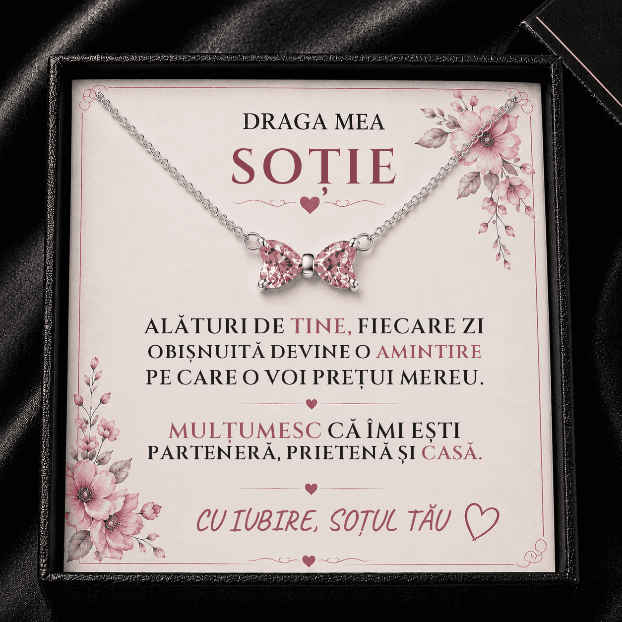Cadou Soție de la Soț – Colier cu Fundiță, Partenera Mea de Viață