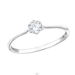 Inel Solitaire din argint 925, cu pietre rafinat